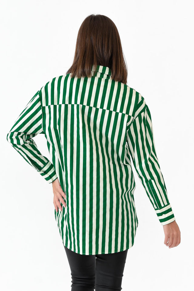 Presley Green Stripe Cotton Poplin Shirt image 4