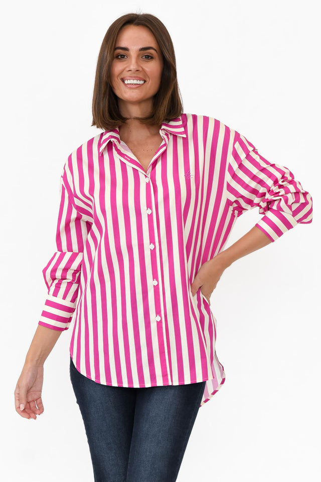 Presley Pink Stripe Cotton Poplin Shirt