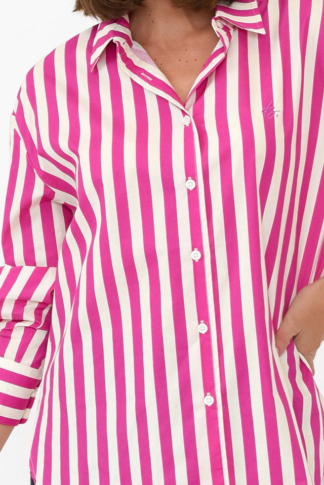 Presley Pink Stripe Cotton Poplin Shirt image 3