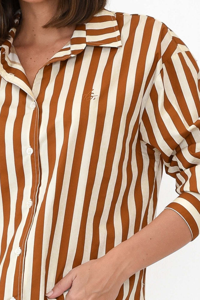 Presley Rust Stripe Cotton Poplin Shirt