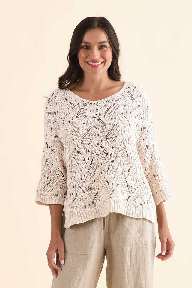 Prima Cream Woven Top,Front,Brunette model,alt text|model:Brontie