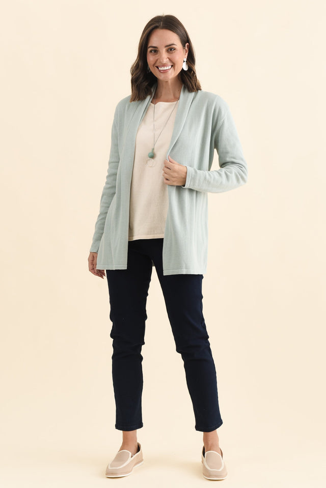 Primrose Mint Cotton Drape Cardigan,Brunette model,alt text|model:MJ image 8