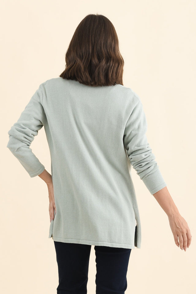 Primrose Mint Cotton Drape Cardigan,Brunette model,alt text|model:MJ image 6