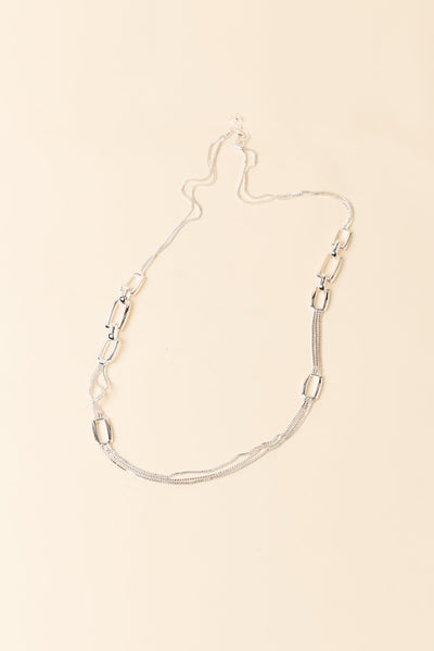 Protara Silver Rectangle Chain Necklace