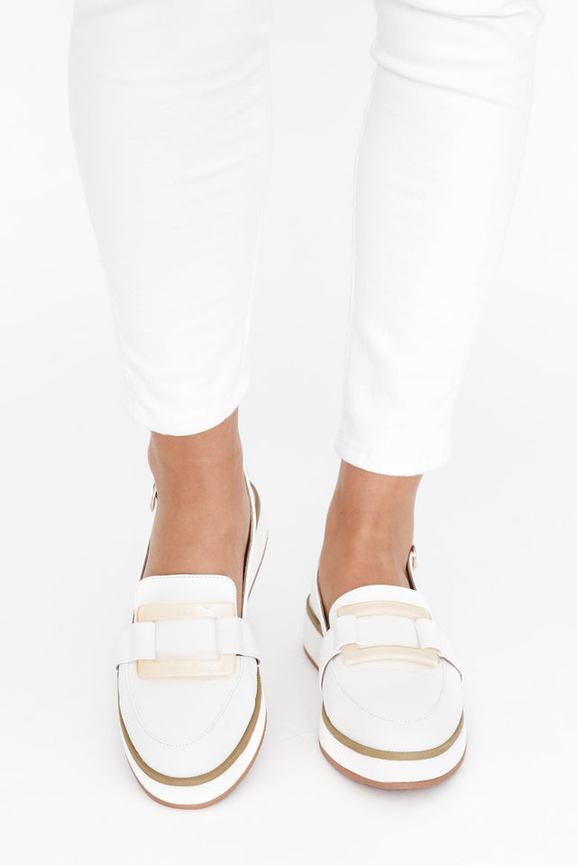 Quavo White Leather Slingback Loafer