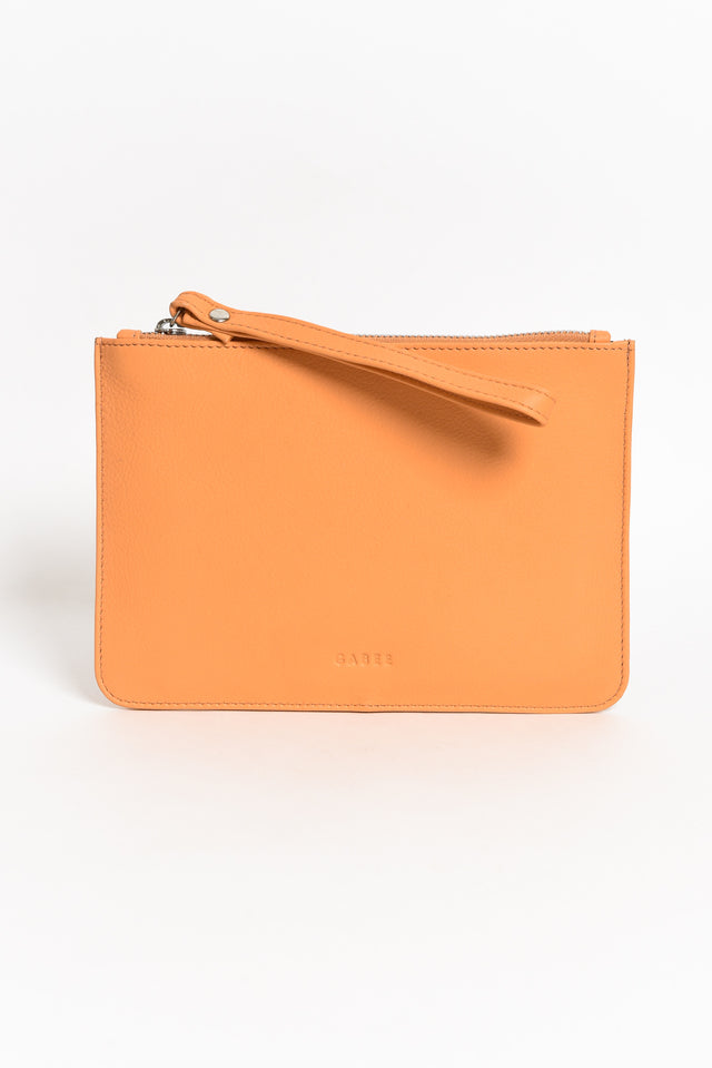 Queens Apricot Leather Clutch