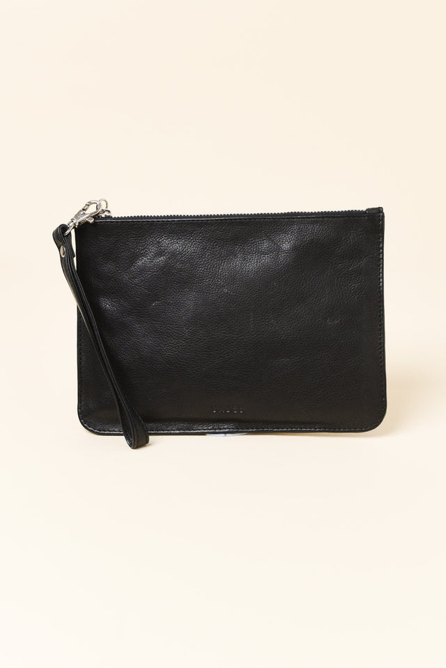 Queens Black Leather Clutch