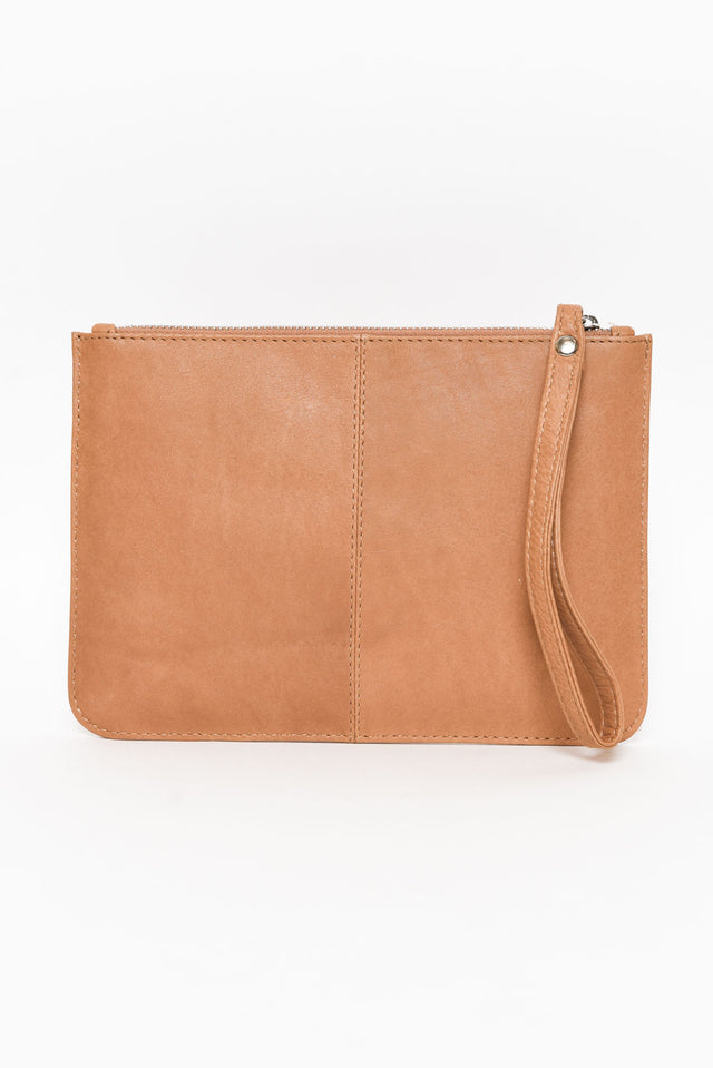 Queens Camel Leather Clutch image 1