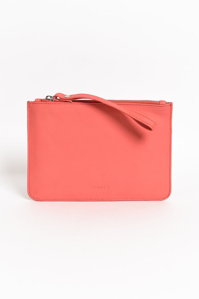 Queens Coral Leather Clutch image 1