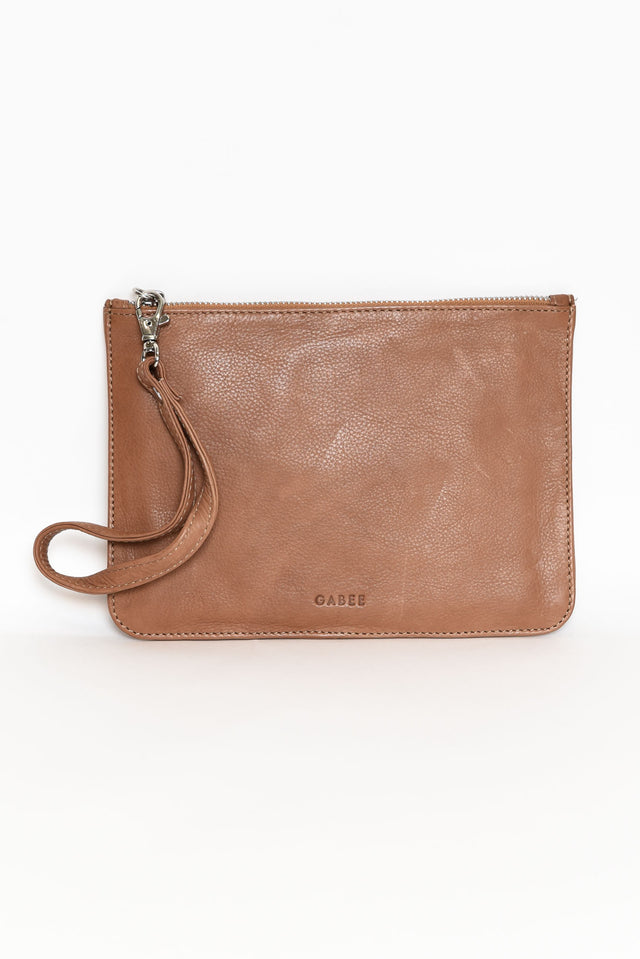Queens Tan Leather Clutch image 1