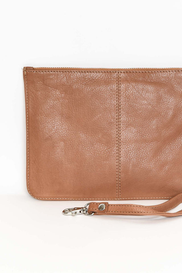 Queens Tan Leather Clutch thumbnail 2