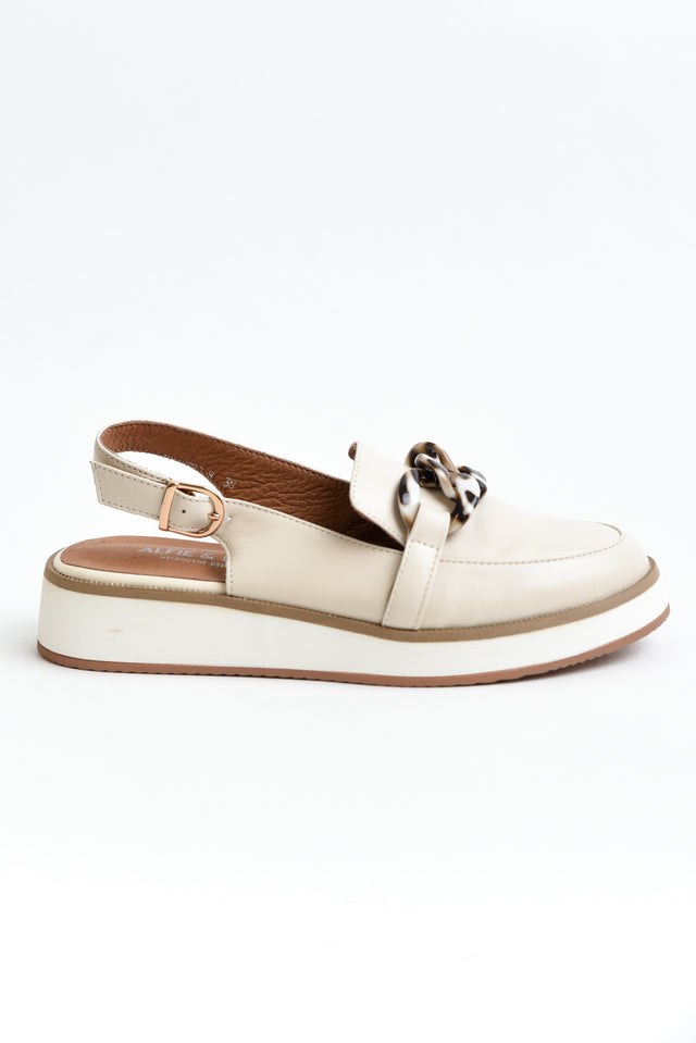 Quivers Cream Leather Slingback Loafer image 3