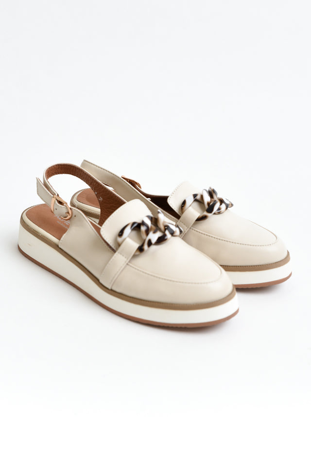 Quivers Cream Leather Slingback Loafer image 4