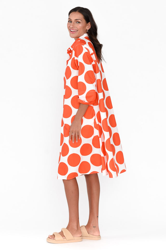 Raddix Orange Spot Cotton Pocket Dress