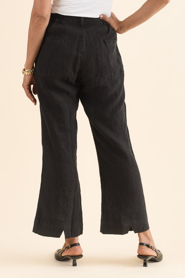 Ralph Black Linen Pocket Pants,Back,Brunette model,alt text|model:Cara image 4