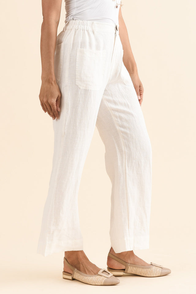 Ralph White Linen Pocket Pants,Side,Brunette model,alt text|model:Cara image 3