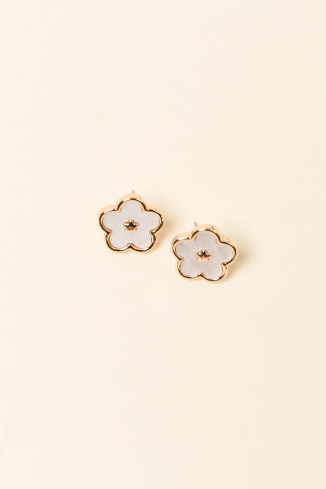 Randa White Flower Stud Earrings image 1