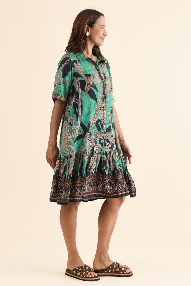 Randall Green Palm Pocket Dress,Side,Brunette model,alt text|model:Cara image 3