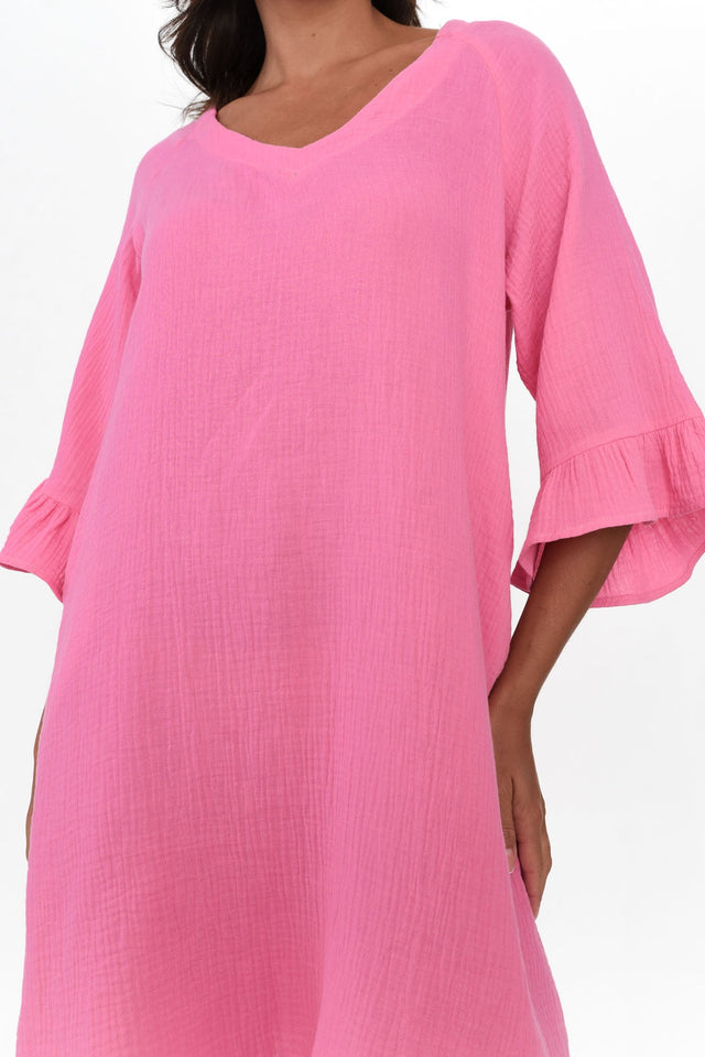 Ranie Pink Cotton Ruffle Dress image 7
