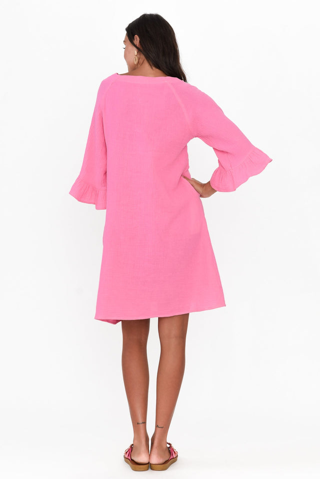 Ranie Pink Cotton Ruffle Dress image 6