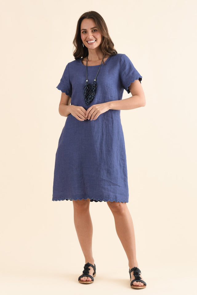 Ravello Steel Linen Pocket Dress,Full Body,Brunette model,alt text|model:MJ image 2