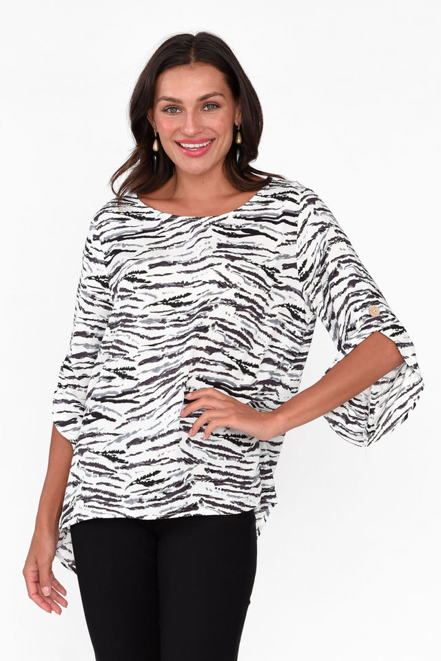 Raven Black Abstract Hi Lo Top