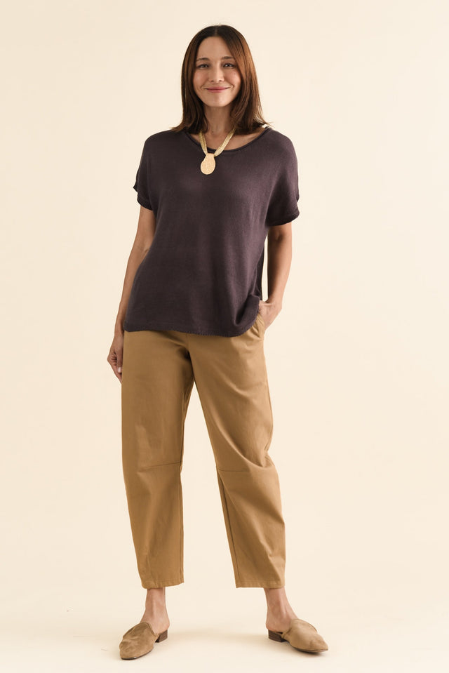 Rawlins Chocolate Cotton Knit Top,brunette model,Full Outfit,alt text|model:Cara image 6