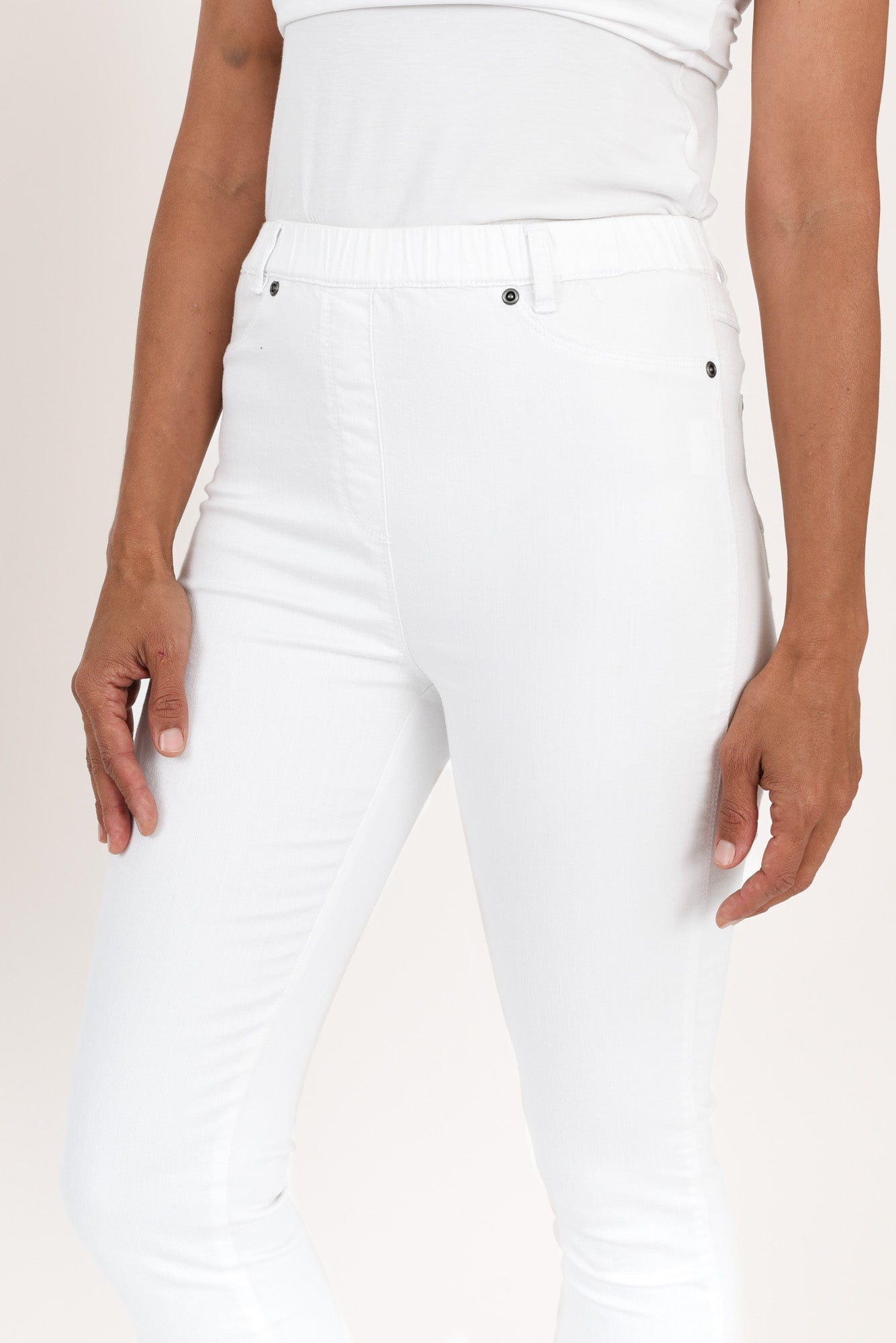 WHITE STRETCH COTTON PANT