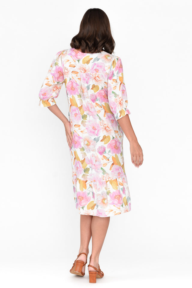 Reiko Pink Blossom Linen Cotton Dress image 4