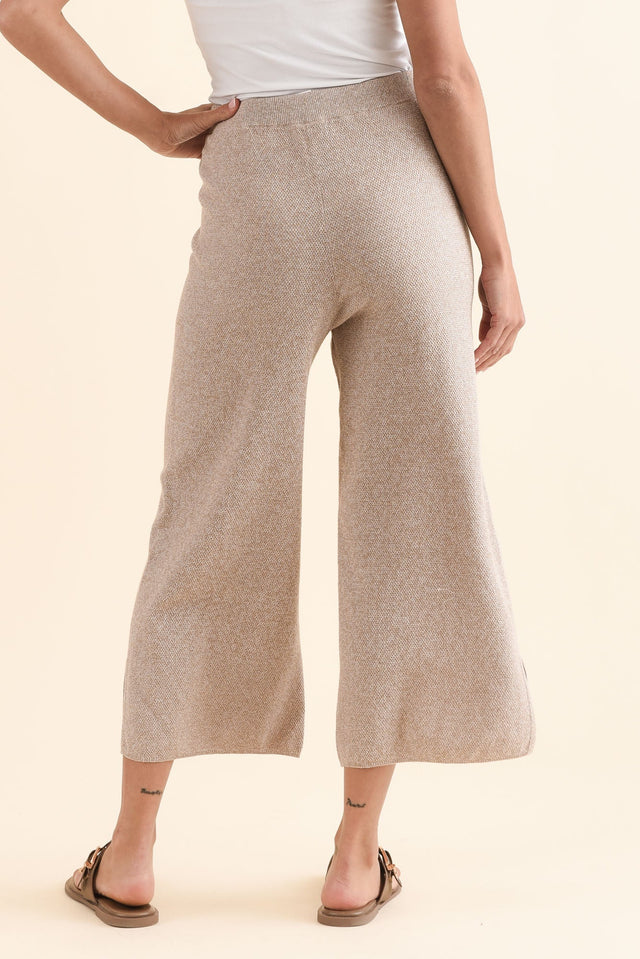 Reina Taupe Cotton Drawstring Pants,Back,Brunette model,alt text|model:Brontie image 4