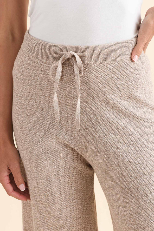 Reina Taupe Cotton Drawstring Pants,Detail,Brunette model,alt text|model:Brontie image 5
