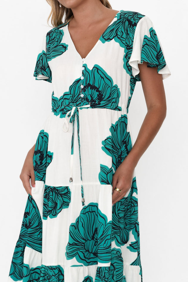 Remington Green Floral Tiered Dress