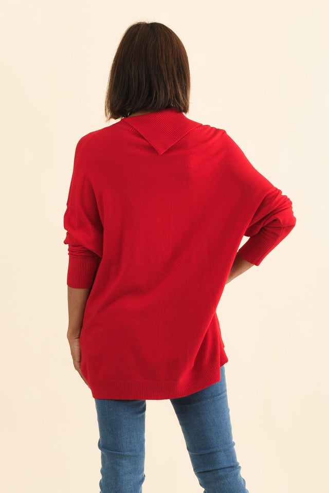 Renfrey Red Knit Jumper,Brunette model,alt text|model:Cara image 5
