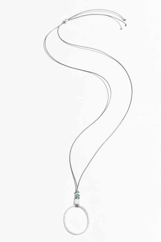 Renita Silver Teal Hoop Pendant Necklace