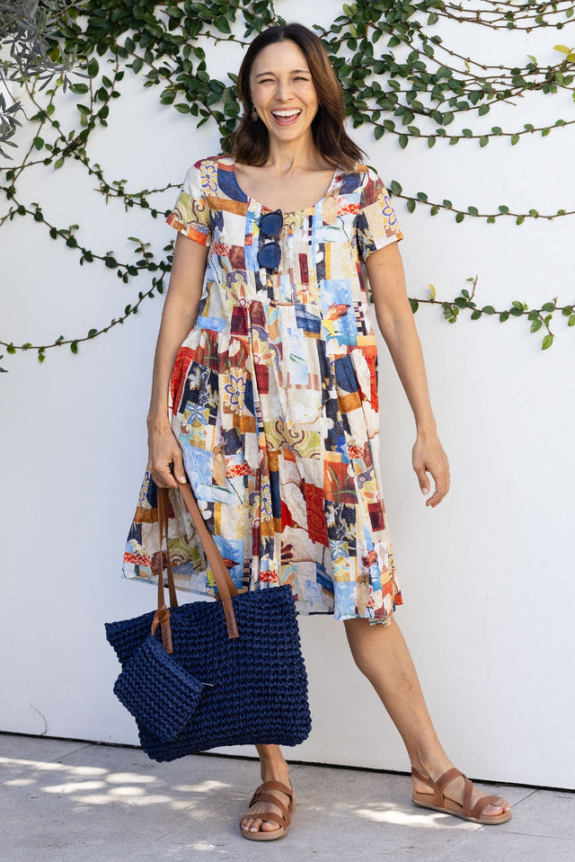 Hanoi Orange Botanical Cotton Blend Dress,Lifestyle image 1