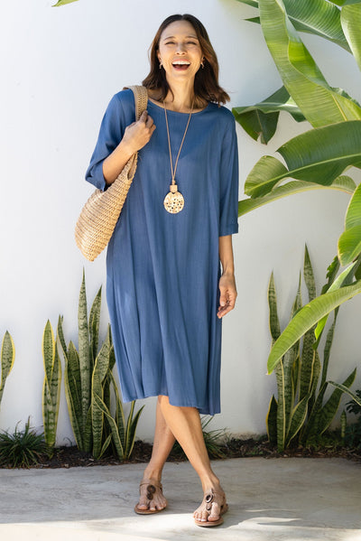 Marley Blue Linen Blend Dress