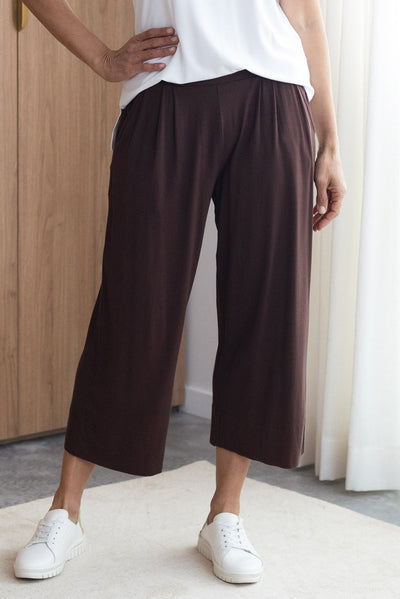 Rhodes Chocolate Bamboo Wide Leg Pants