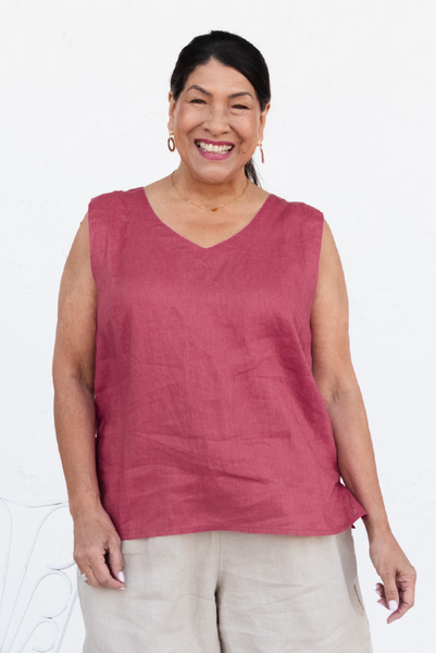 Inez Pink Linen Tank - Blue Bungalow NZ