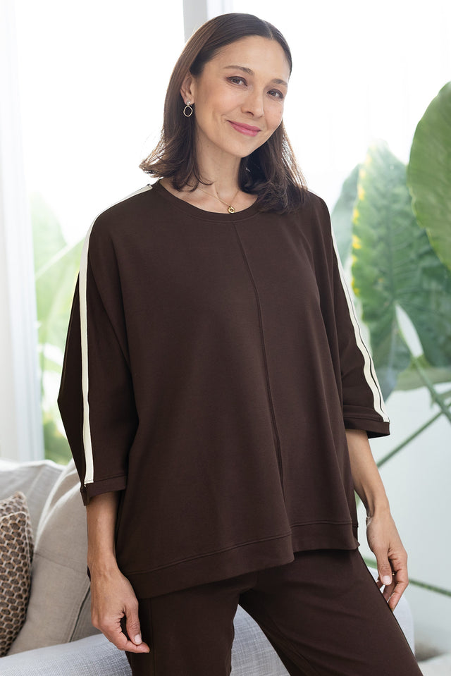 Valeria Chocolate Cotton Oversized Tee,Lifestyle