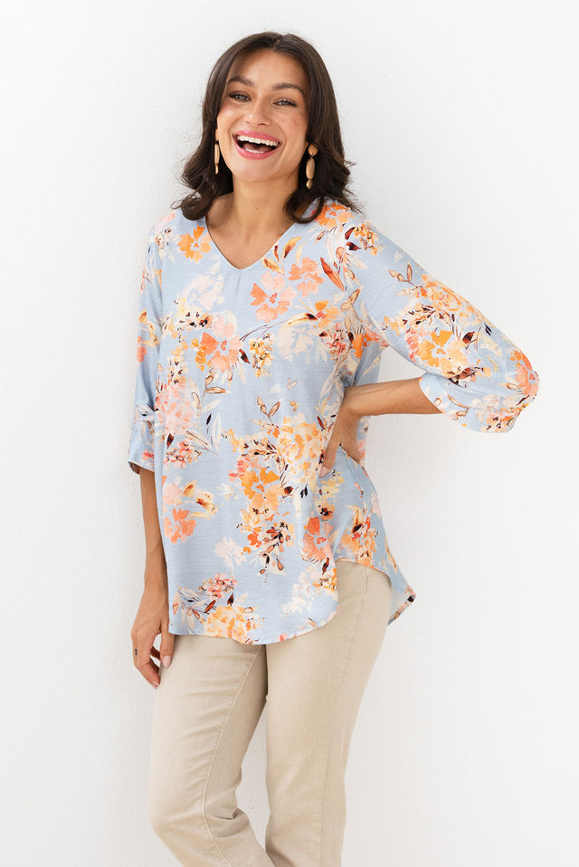 Breanne Blue Garden Button Top image 1