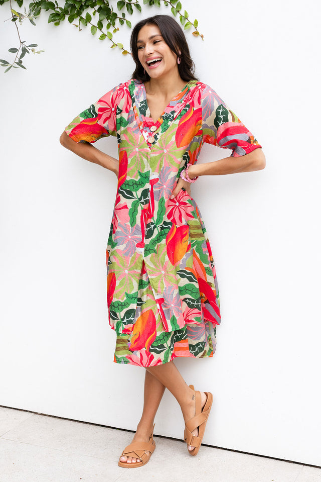 Nala Pink Hibiscus Layers Dress