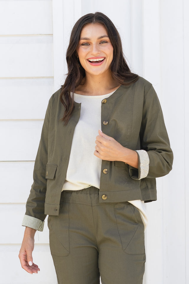 Barney Khaki Linen Blend Jacket