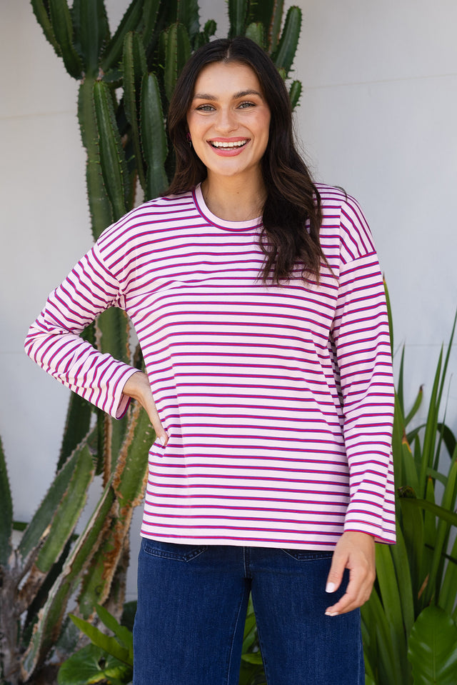 Vienna Purple Stripe Long Sleeve Tee