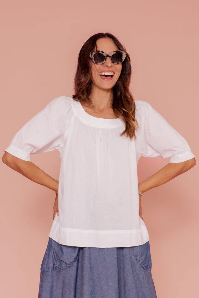 Rhea White Cotton Top
