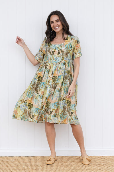 Rayna Brown Garden Button Dress