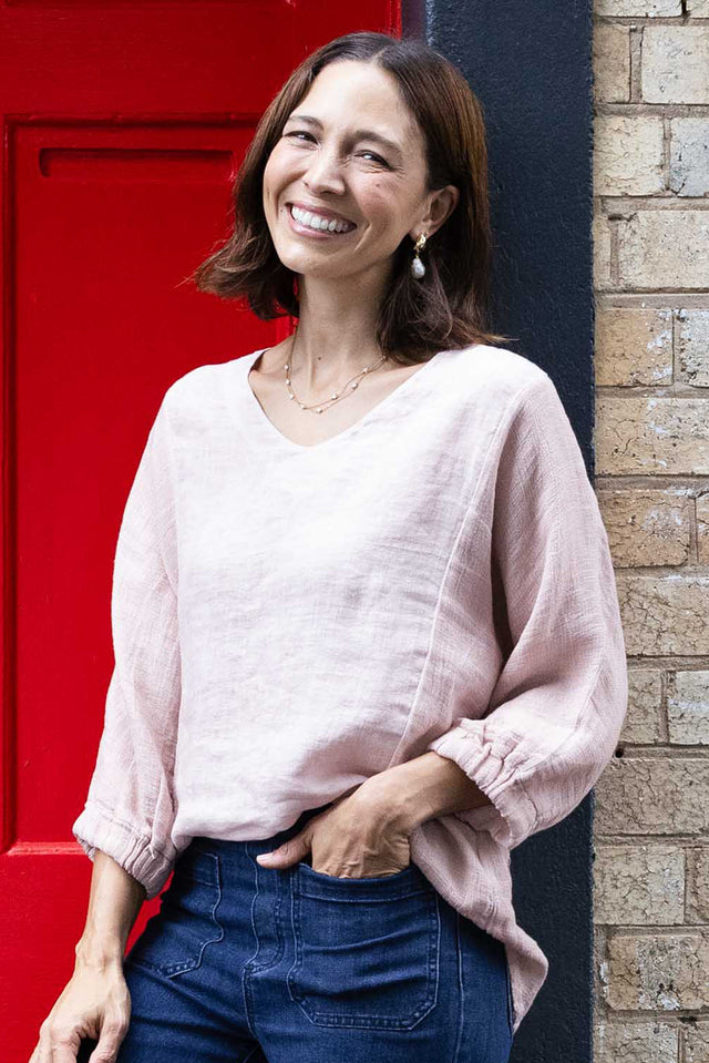 Ziola Pink Linen Cotton Top