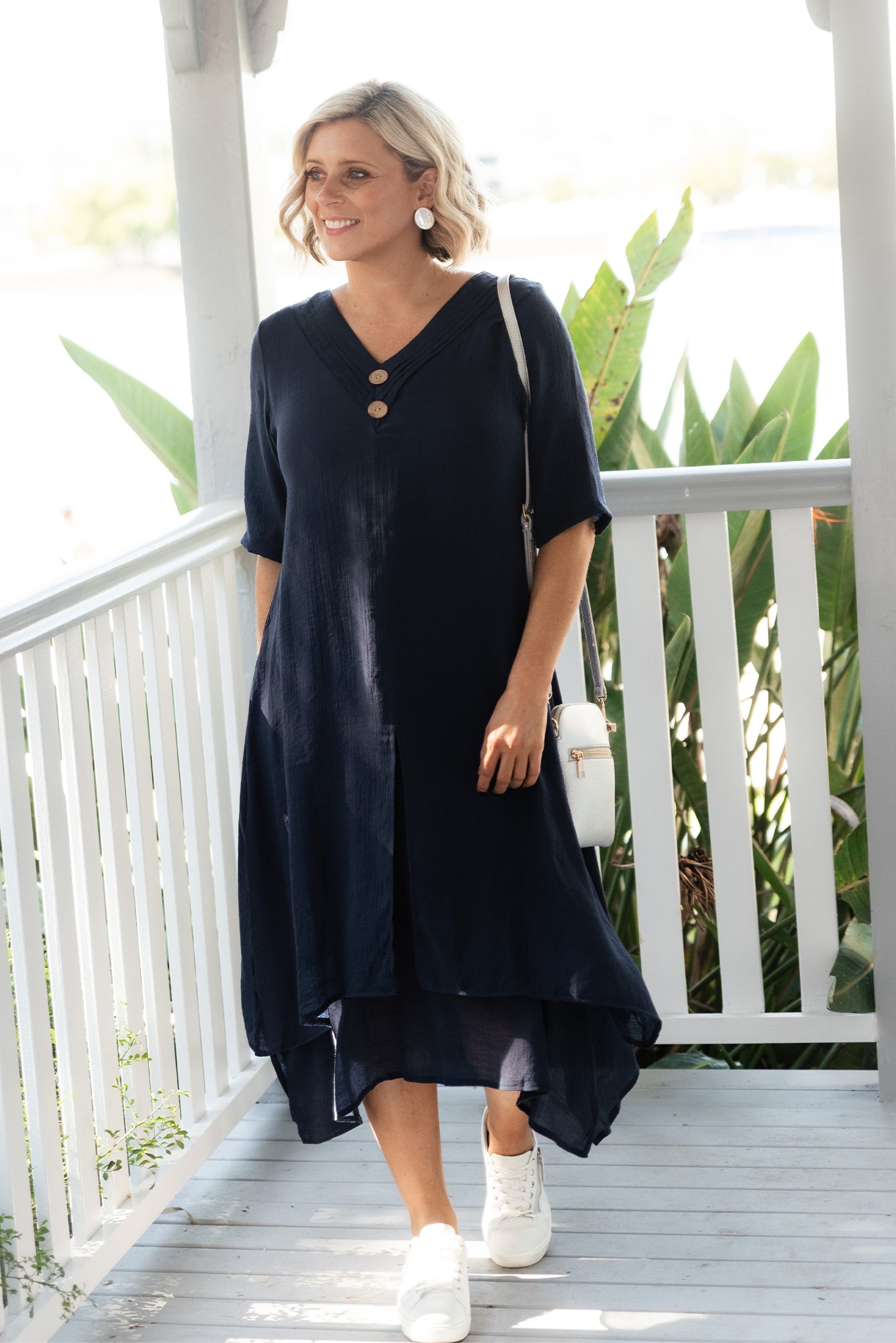Nala Navy Layers Dress Blue Bungalow NZ - Main Image