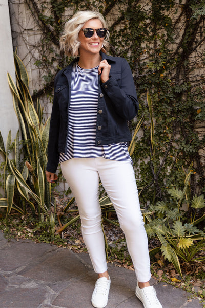 Danielle Navy Stretch Jean Jacket