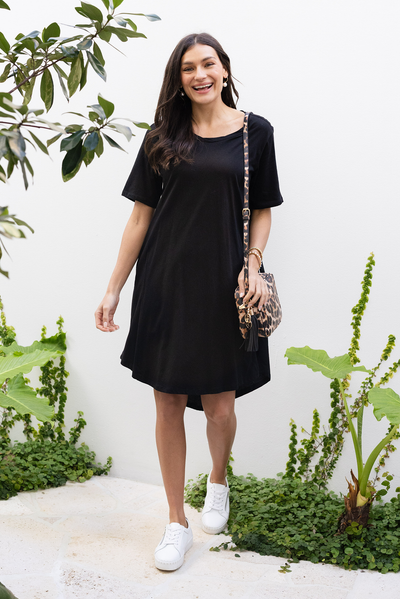 Florida Black Cotton Tee Dress
