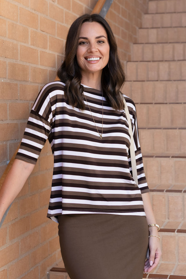 Camila Brown Stripe Bamboo Top
